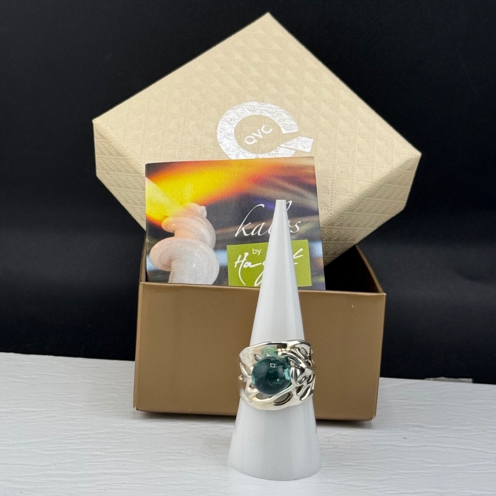 Kalo’s by Hagit Sterling Silver Ring Glass Art Size 7